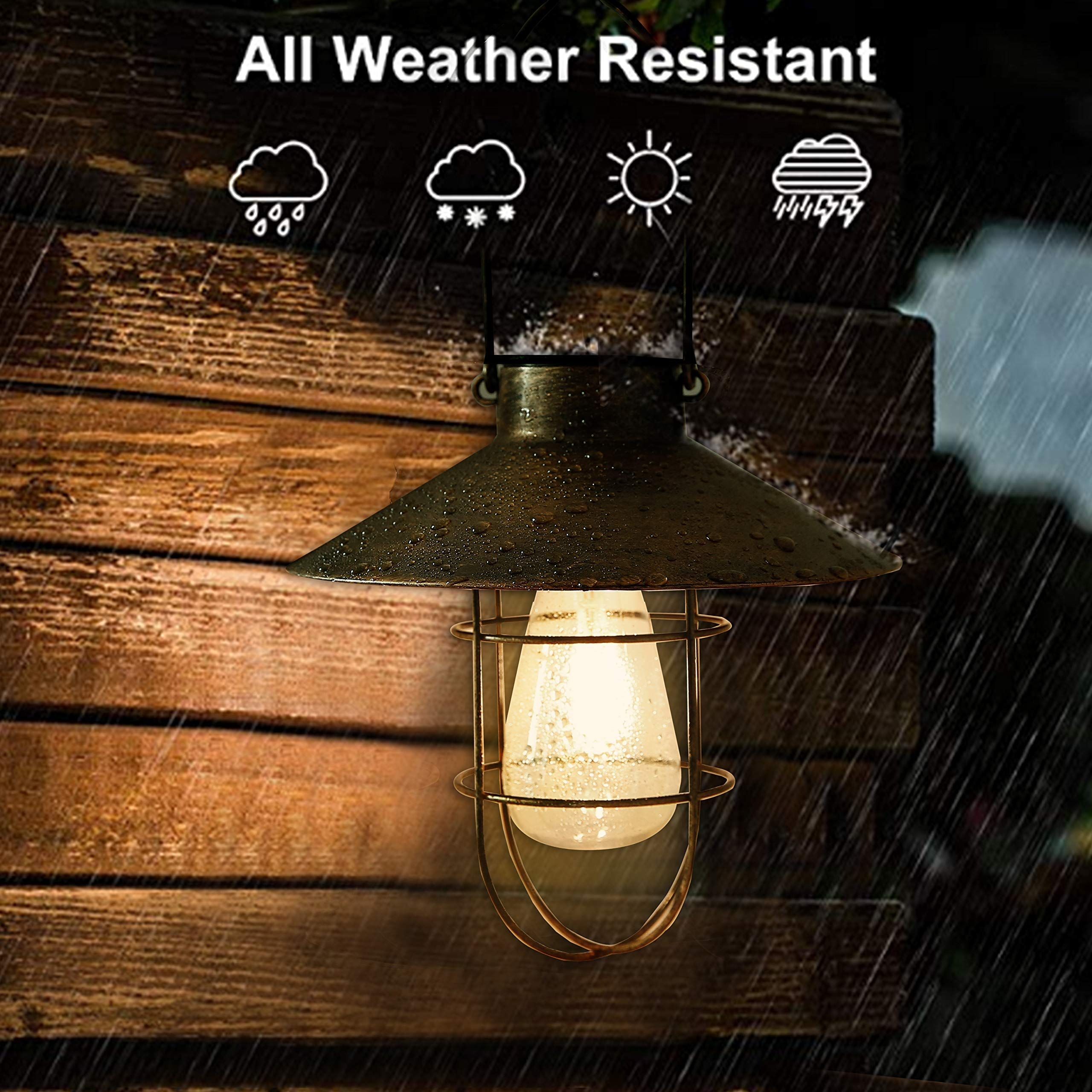 Black Hanging Solar Lights Lantern Lamp with Shepherd Hook view 4