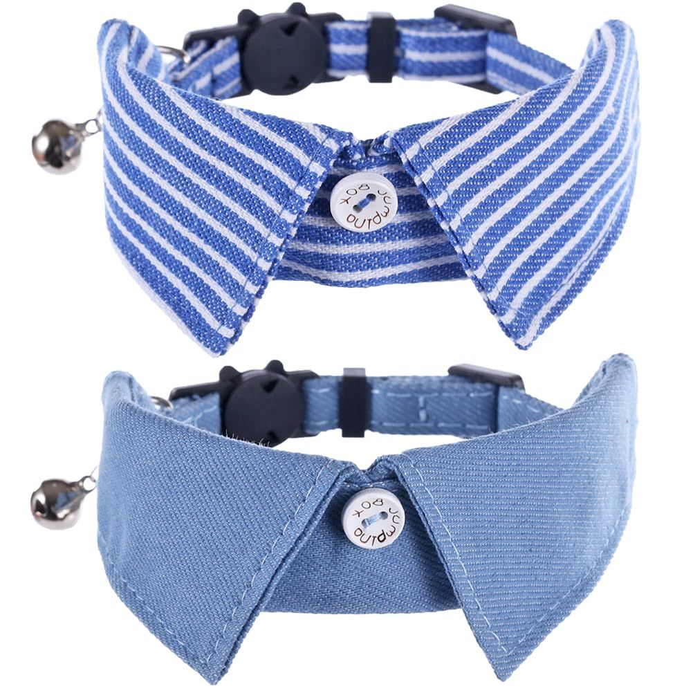 2pcs Cat Collar Breakaway with Cute Bow Tie and Bell for Kitty Adjustable — image 1