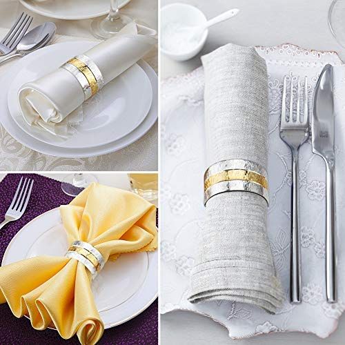 Napkin Rings, Metal Gold Round Napkin Rings Buckles for Table Decorations view 3