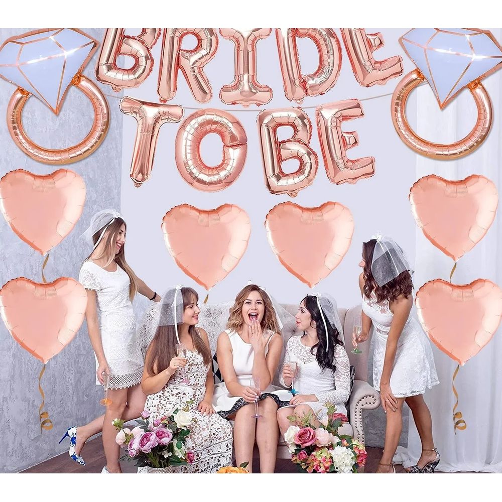 Rose Gold Bride To Be Balloons - Pack of 17 view 3