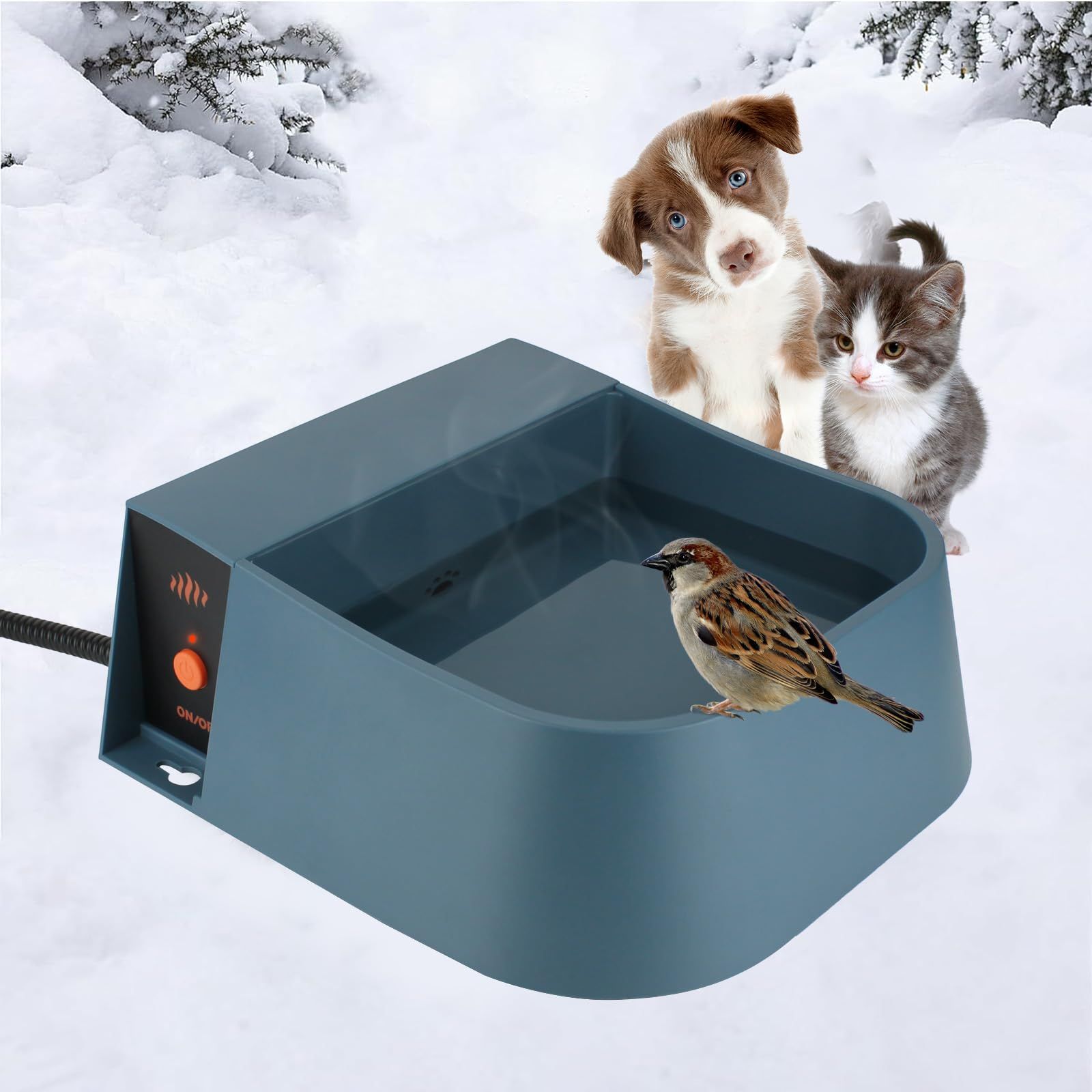 Dog Heated Water Bowl, Automatic Water Bowl for Dogs Outdoor, Dog Heating