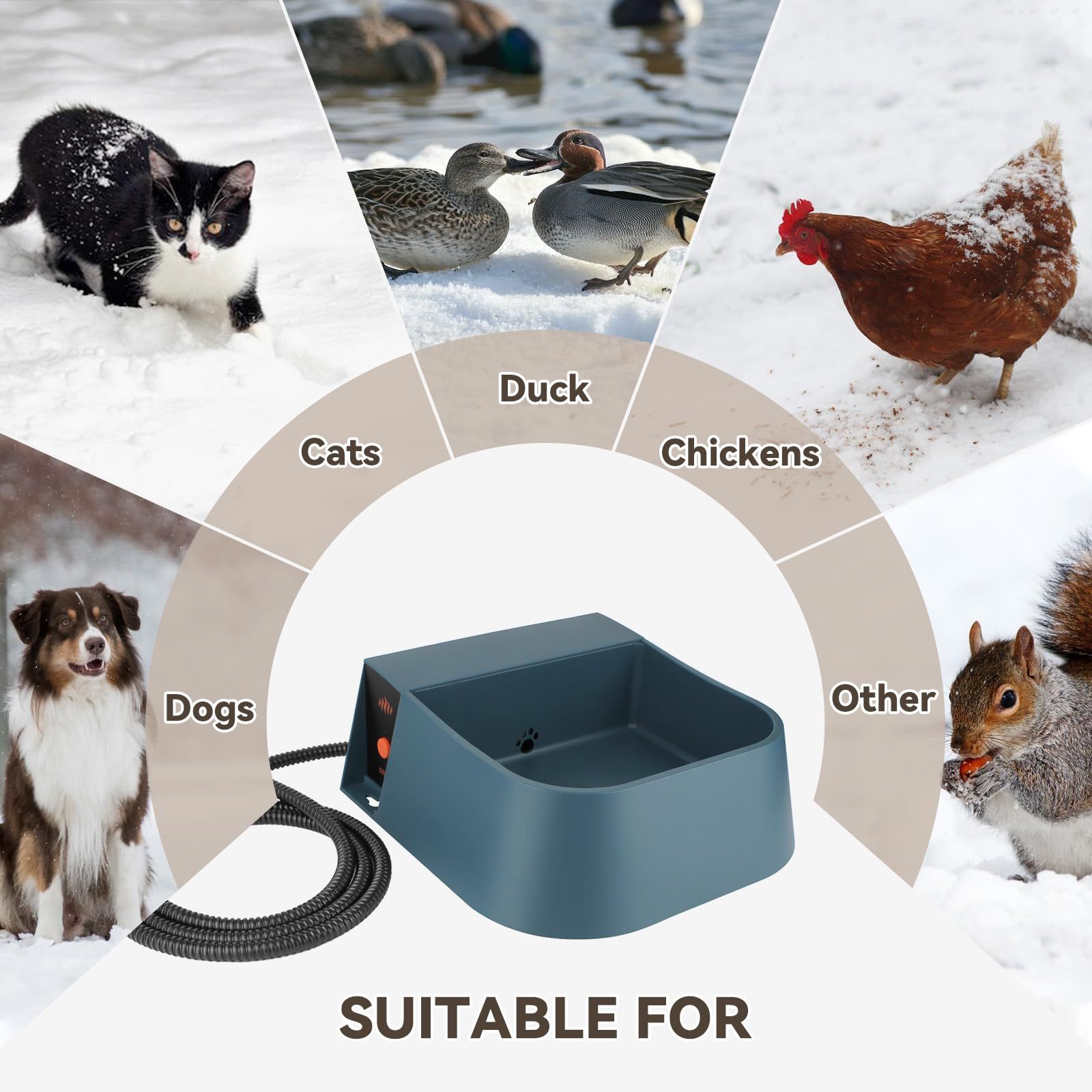 Dog Heated Water Bowl, Automatic Water Bowl for Dogs Outdoor, Dog Heating view 5