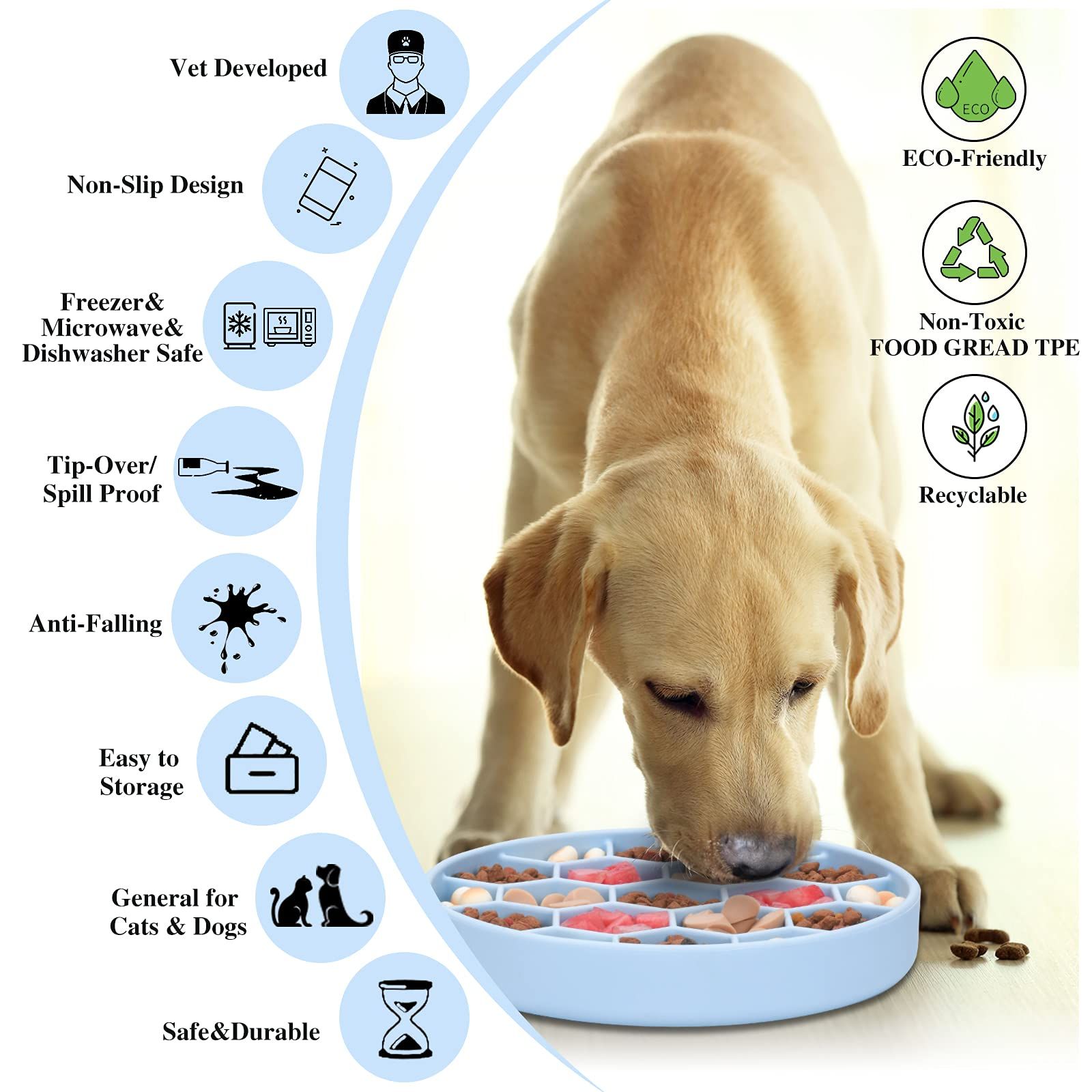 Silicone Slow Feeder Large Breed/Medium Sized Dog/Small Breed - Dog Food Bowls view 2