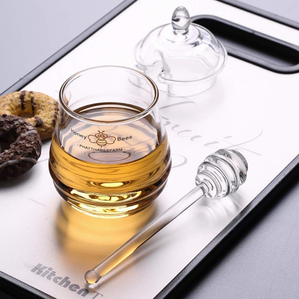2Pcs 6" Glass Honey Dipper Sticks Stirring Sticks Server Honey Spoon Dipper view 3