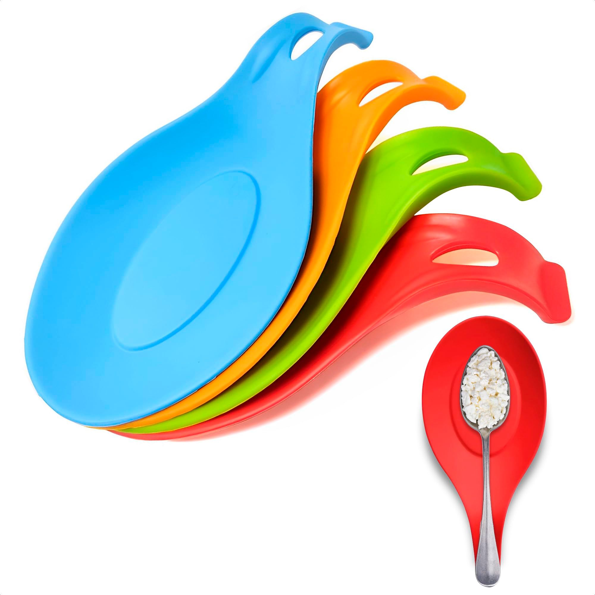Silicone Spoon Rest for Kitchen Counter - 4Pcs Silicone Spoon Rest for Stove