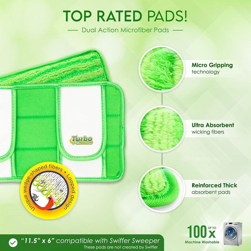 2 Pack Rounded Corners Mop Pads Compatible with Wet Jet Mops view 2