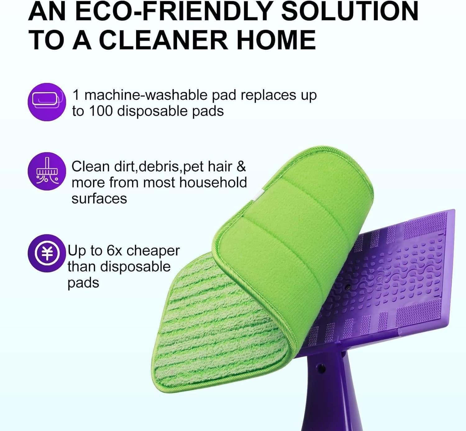 2 Pack Rounded Corners Mop Pads Compatible with Wet Jet Mops view 5