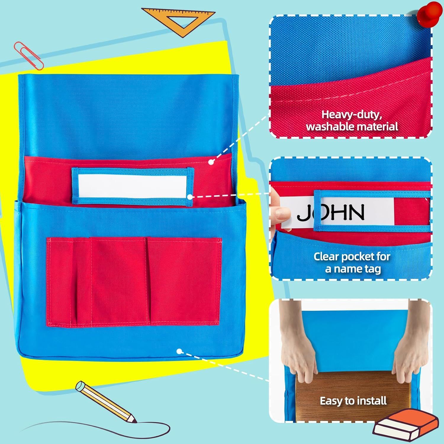 12 PCS Chair Pocket for Classroom view 5