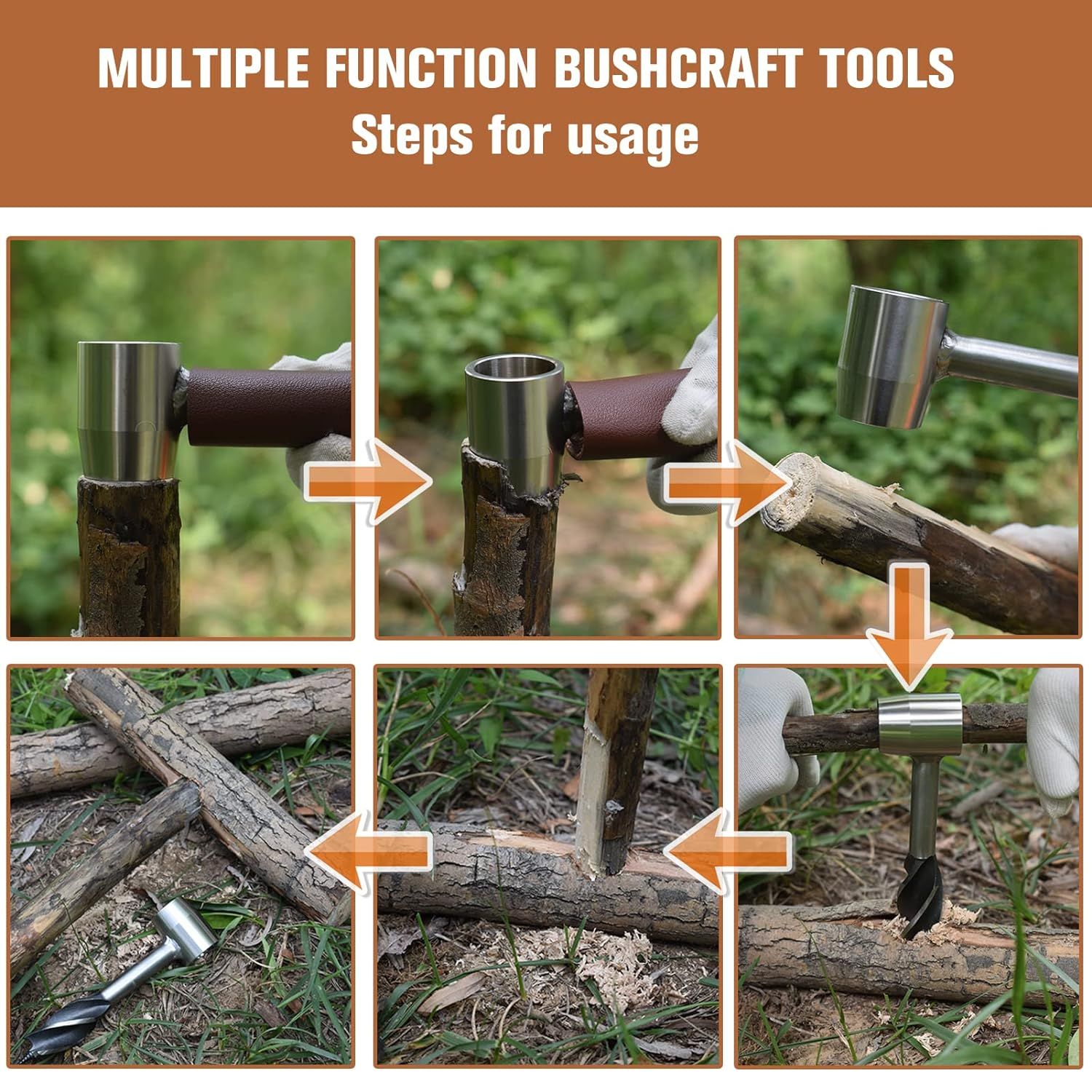 Gear for Survival Settlers Hand Auger Wrench with Wood Drill Peg and Manual view 5