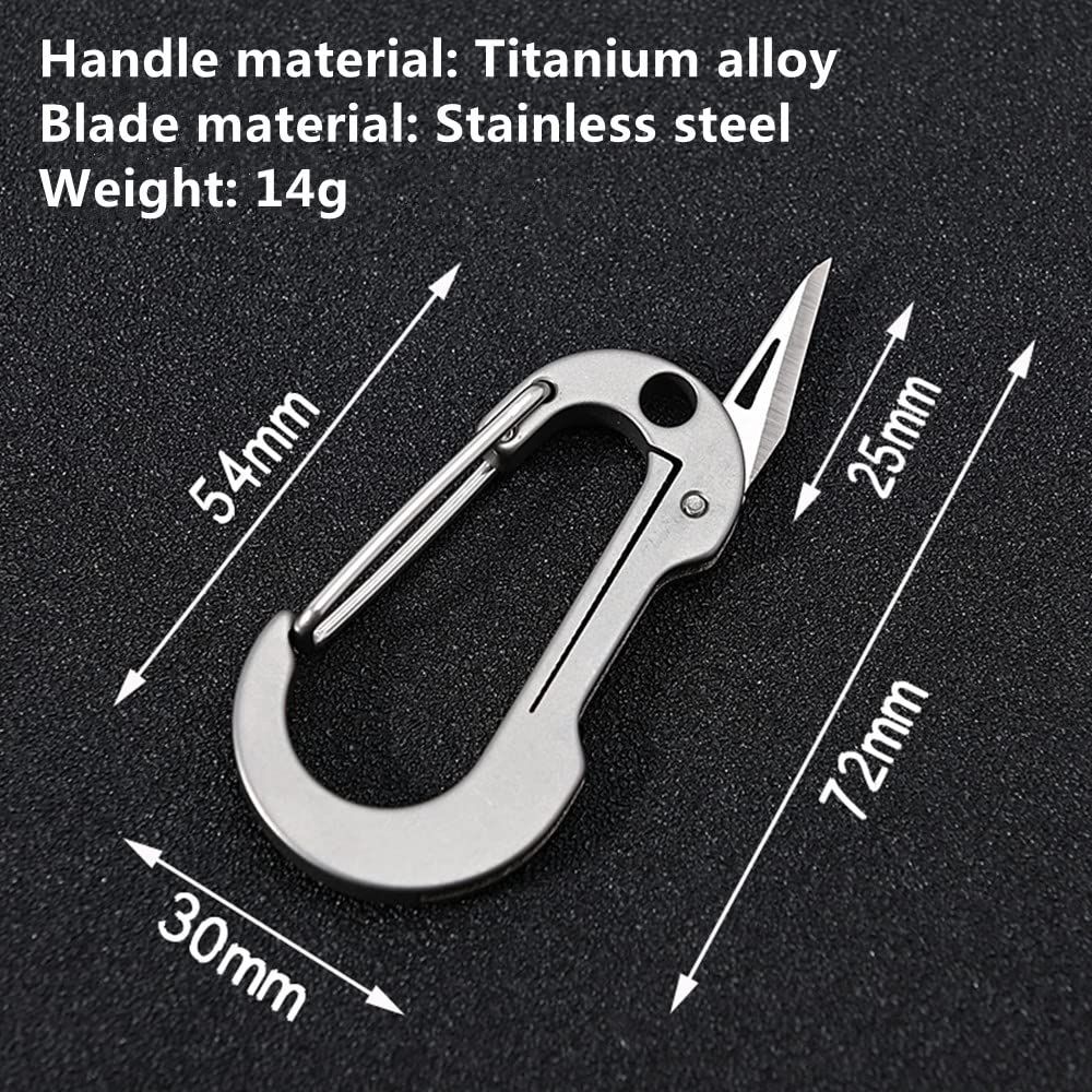 Small Titanium Carabiner with Folding Knife view 5
