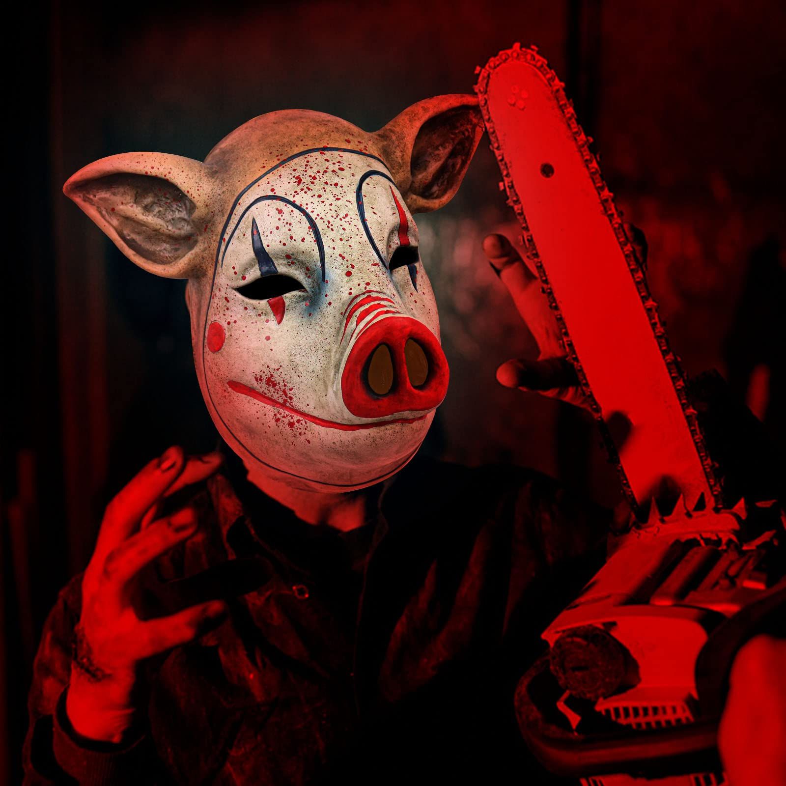 Halloween Scary Pig Mask Costume Horror Pig Joker Mask Bloody Animal Butcher view 4