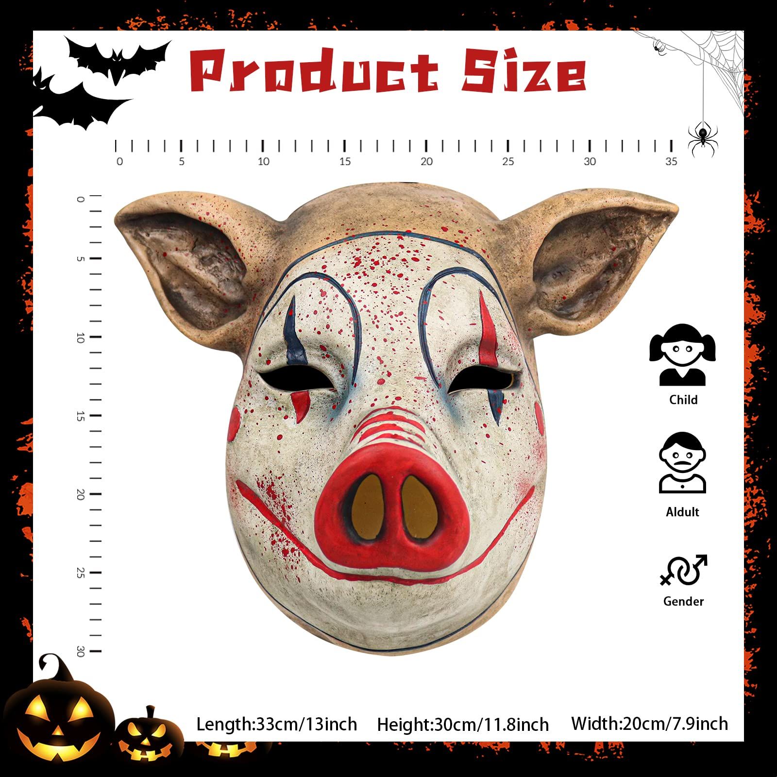 Halloween Scary Pig Mask Costume Horror Pig Joker Mask Bloody Animal Butcher view 5