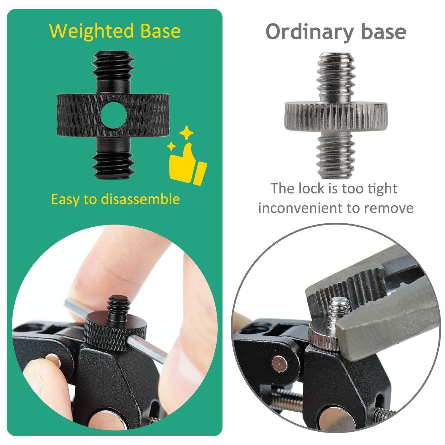 1/4 Male to 1/4 Male Tripod Threaded Screw Adapter with Hole Camera Mount view 3