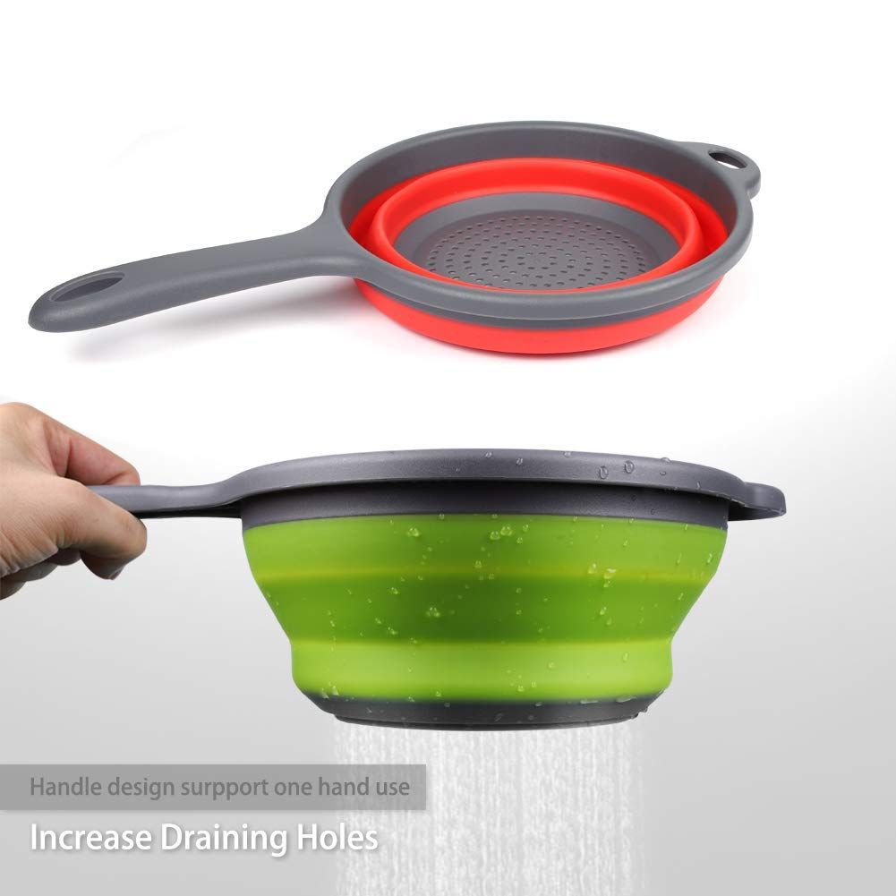 2 Pack Kitchen Foldable Silicone Strainer view 2