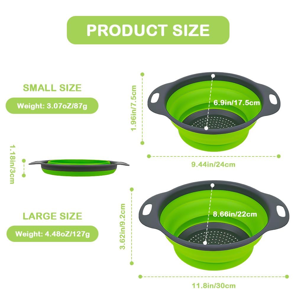 2 PCS Collapsible Set, Round Silicone Folding with Plastic Handles view 4