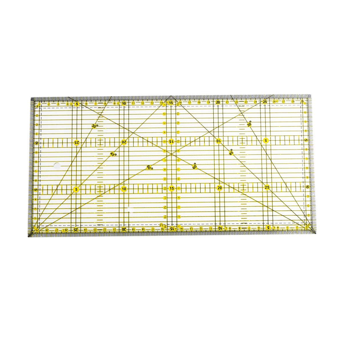 Quilters Ruler with Double Colored and Grid Lines Patchwork Ruler Nonslip view 2