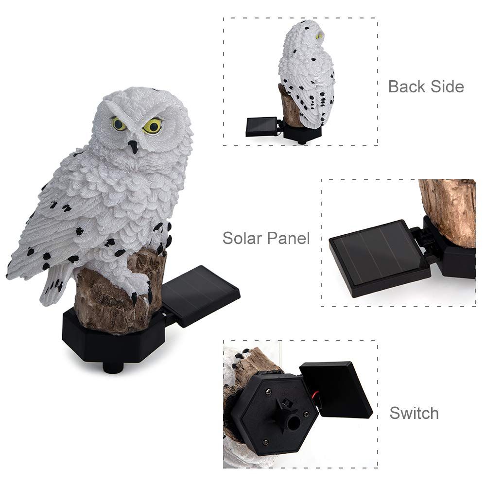 Owl Gifts for Owl Lovers Solar Powered Garden Owl Statue Waterproof Hanging view 2