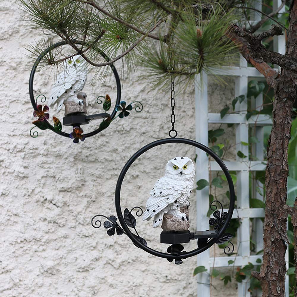 Owl Gifts for Owl Lovers Solar Powered Garden Owl Statue Waterproof Hanging view 4