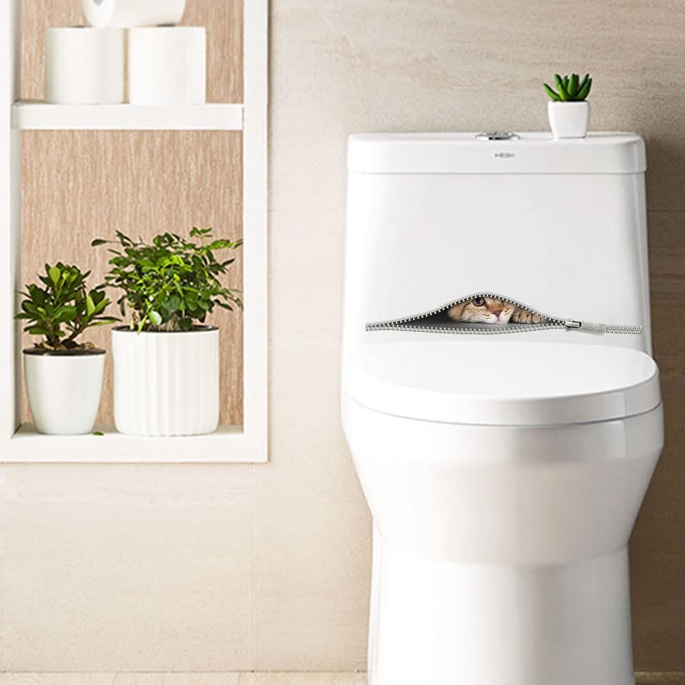 Cartoon Creative Cute Cat Toilet Wall Stickers Toilet Decorative Stickers view 3
