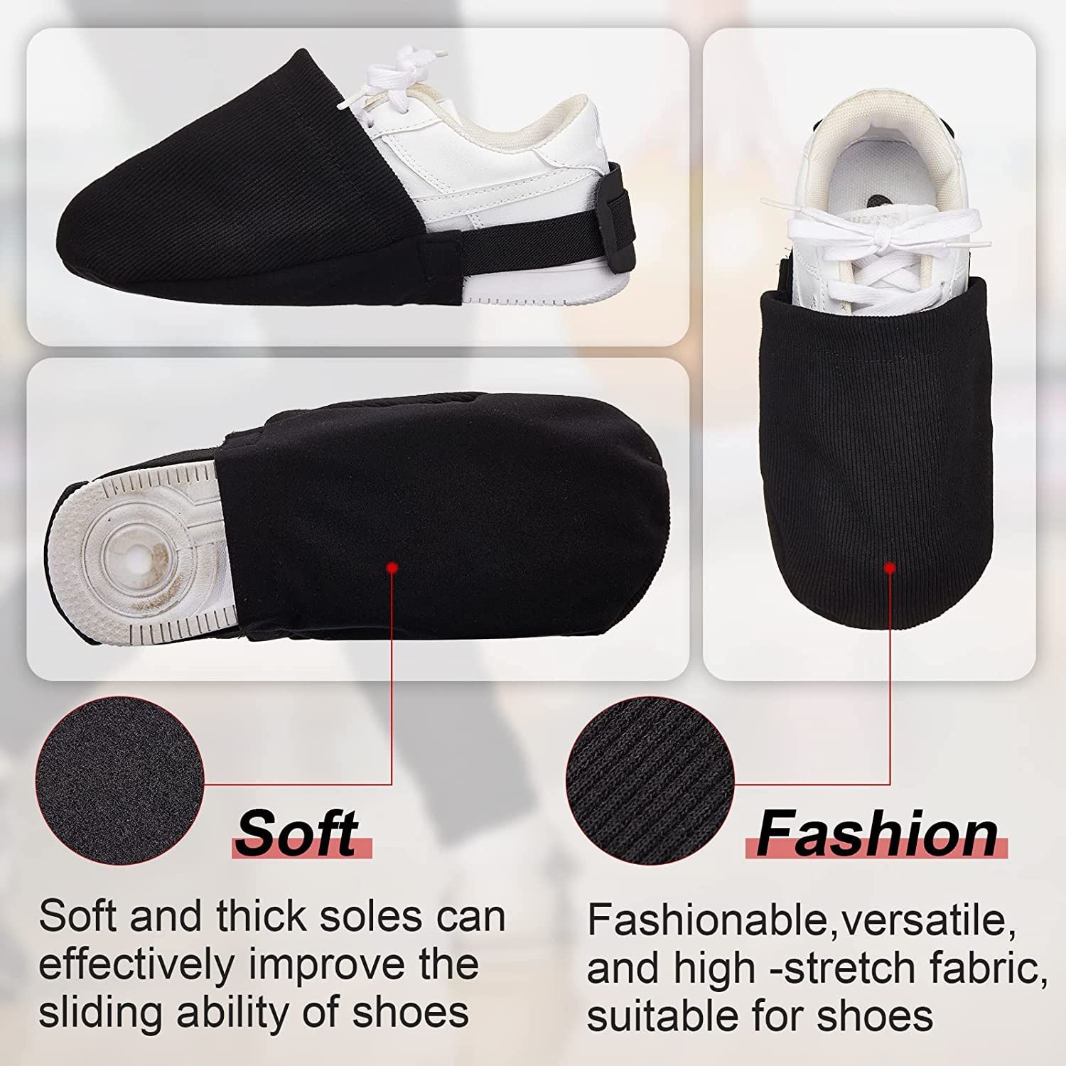 Bowling Shoe Covers 2 Pairs Black Bowling Shoes Slider Bowling Accessories for view 5