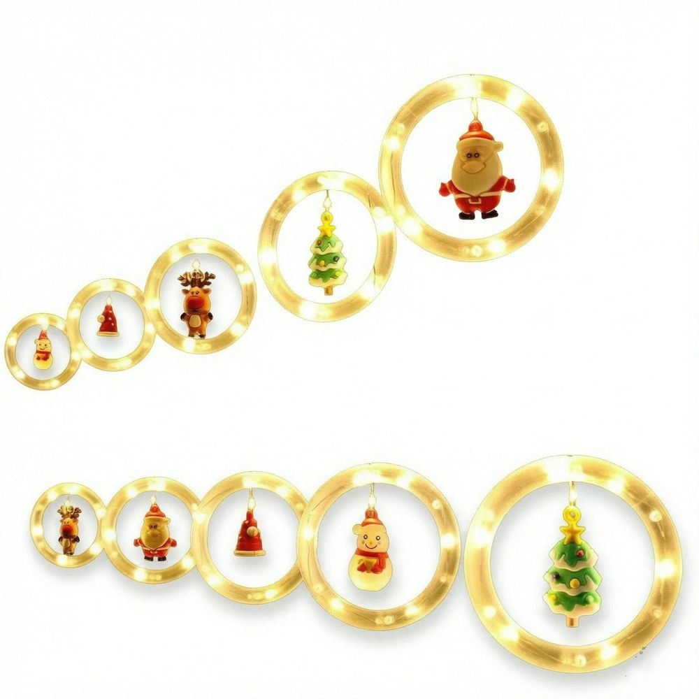 Window Lights Christmas Decor Ring Lights with Ornament LED Curtain Lights — image 1