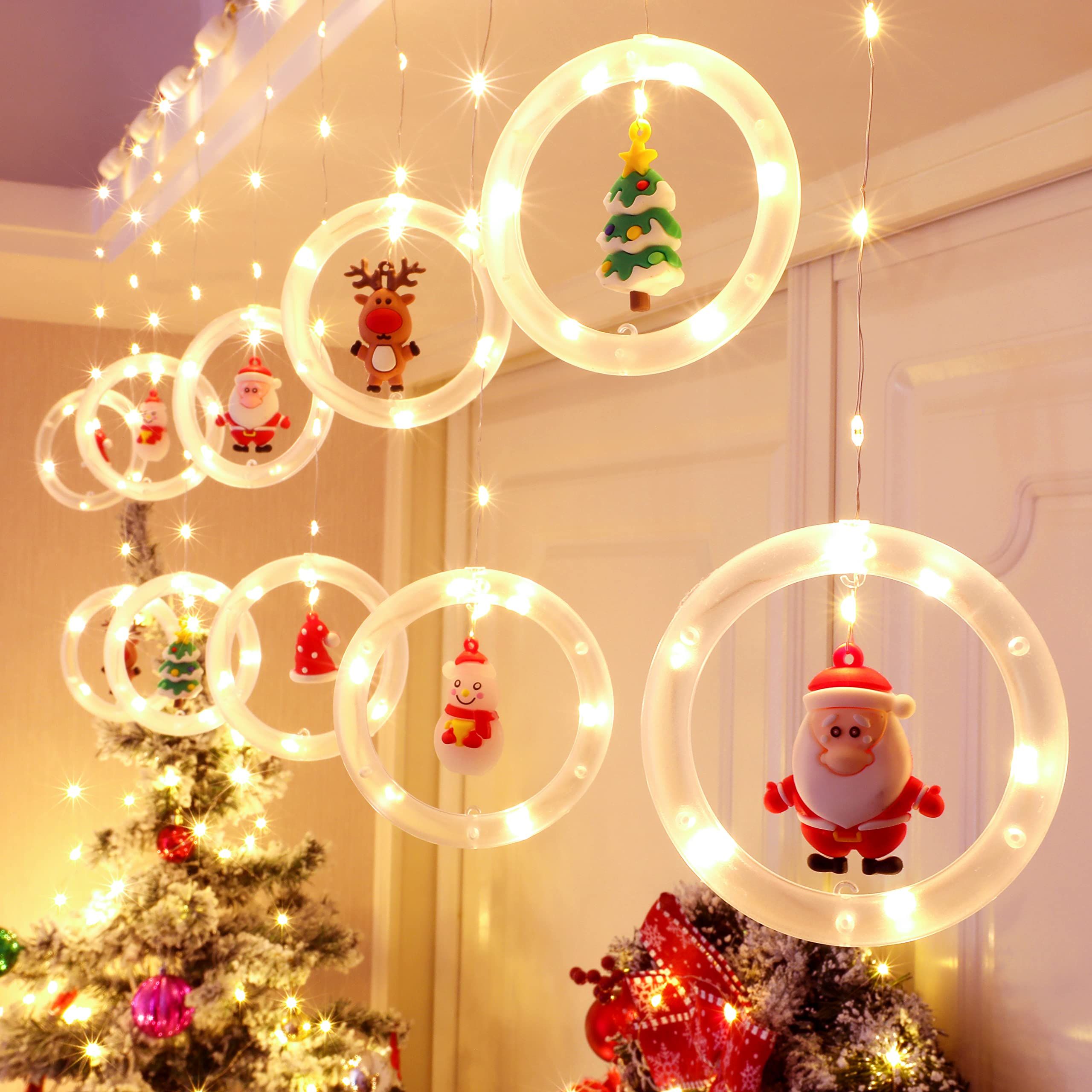 Window Lights Christmas Decor Ring Lights with Ornament LED Curtain Lights view 2