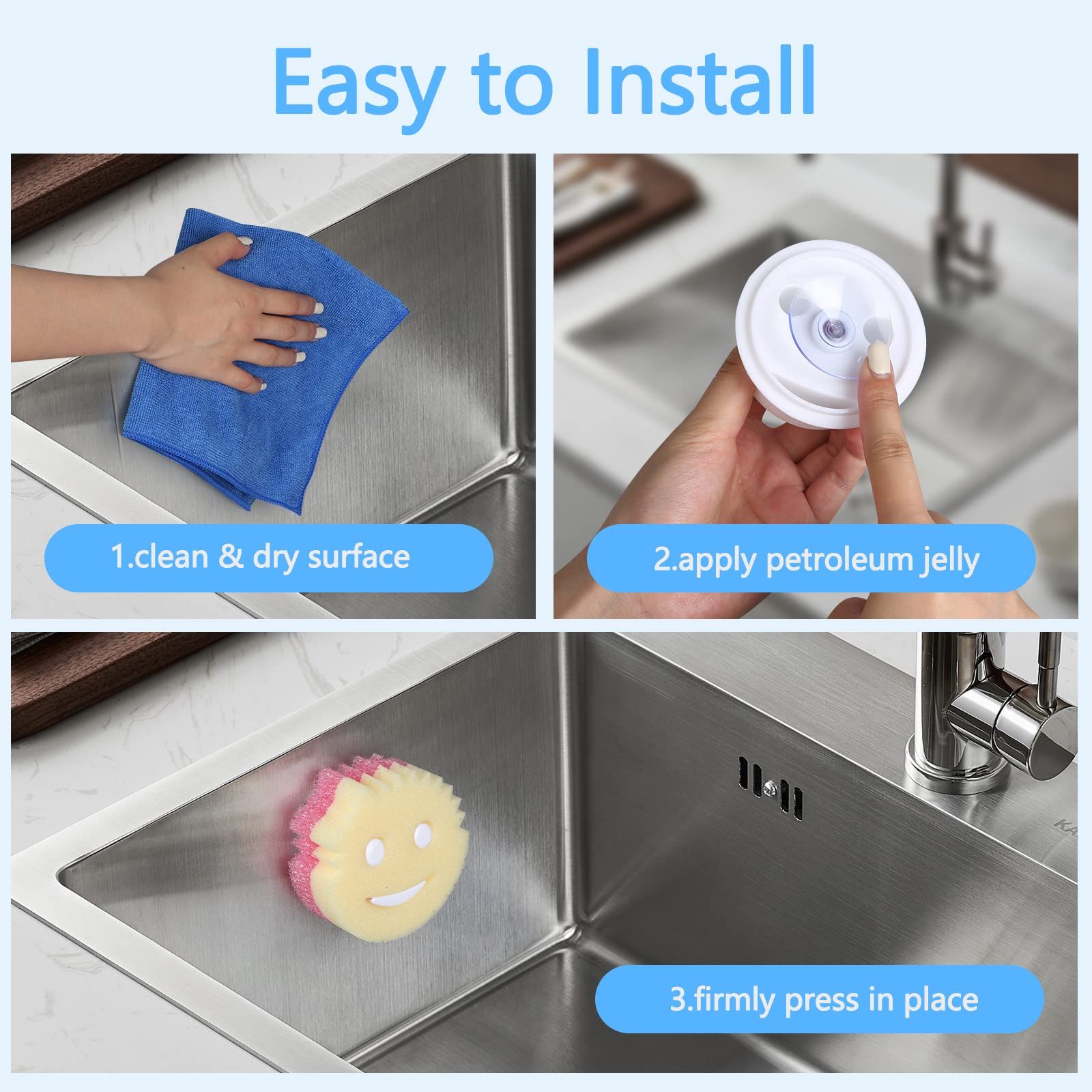 Sponge Holder, Suction Sponge Organizer for Kitchen and Bathroom, 1 Pack view 5