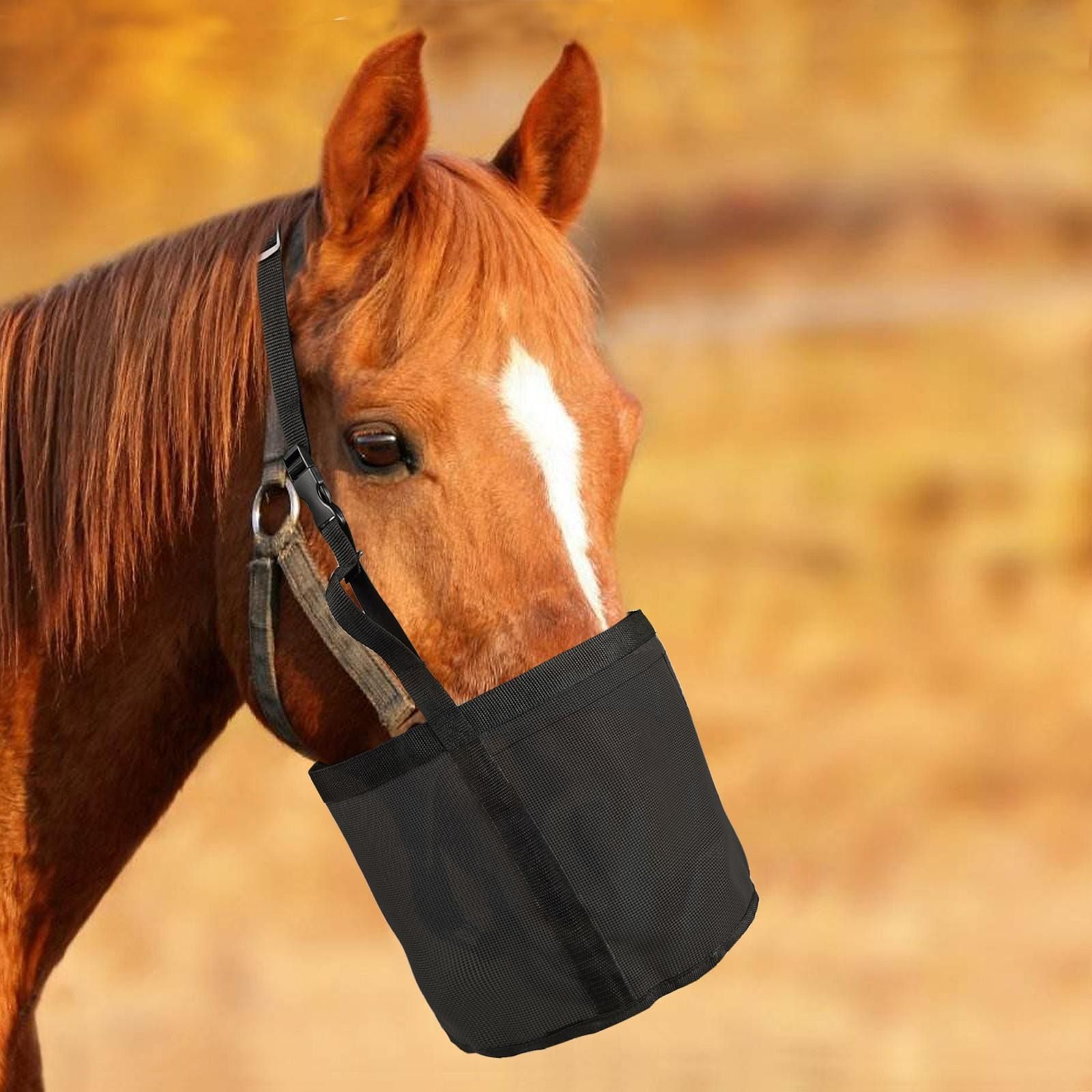 Horse Feed Bag Comfort Breathable Mesh Feed Bucket Heavy Duty Feed Bag with view 2