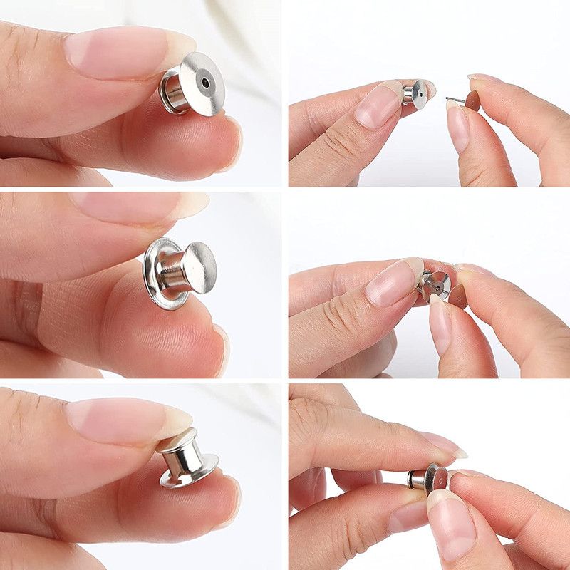 30 Pieces Metal Pin Backs Locking Pin Keepers Locking Clasp-Locking Pin Keeper view 4