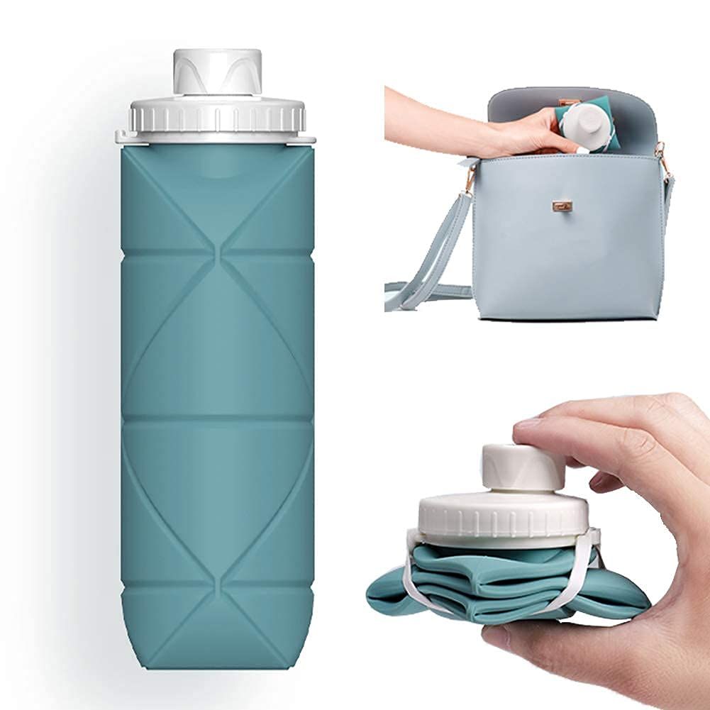 Collapsible Water Bottles Cups Leakproof Valve Reusable BPA Free Silicone
