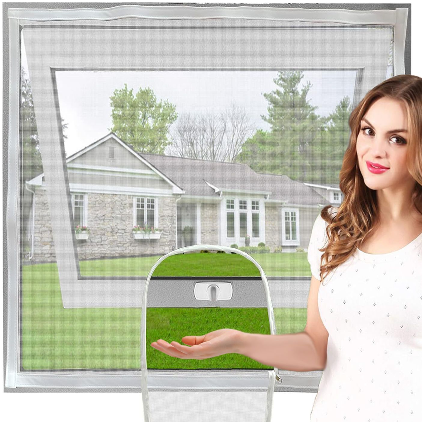 Adjustable Window Screen Replacement kit DIY with Zipper Opening — image 1