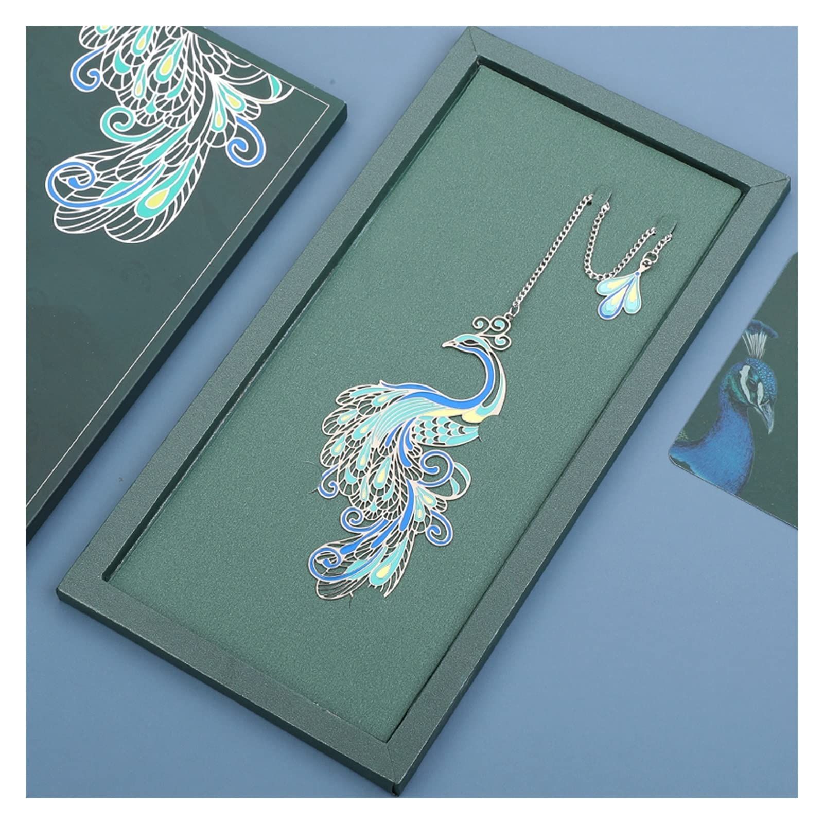 Bookmark Metal Peacock Bookmark Gift Box Hollow Tassel Pendant Chinese Style view 5