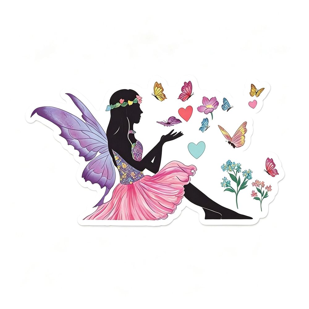 Girl Switch Stickers Beautiful Girl with Flowers & Butterflies Wall Stickers — image 1