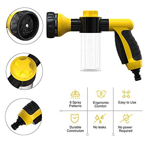 Garden Hose Nozzle, High Pressure Spray Gun Nozzle, 8 Spray Patterns for view 3