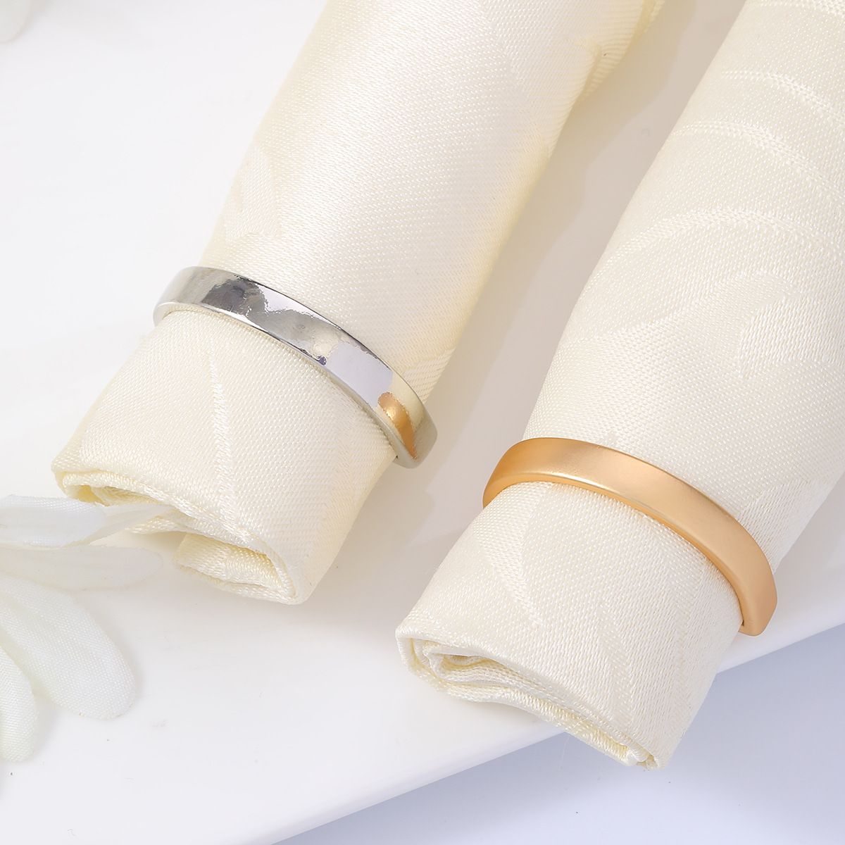 2pc Easter Napkin Rings, Semicircle Metal Gold Napkin Holder Buckles, Napkin view 3