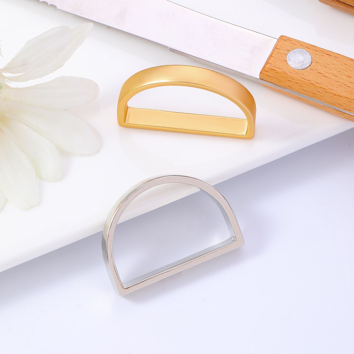 2pc Easter Napkin Rings, Semicircle Metal Gold Napkin Holder Buckles, Napkin view 4
