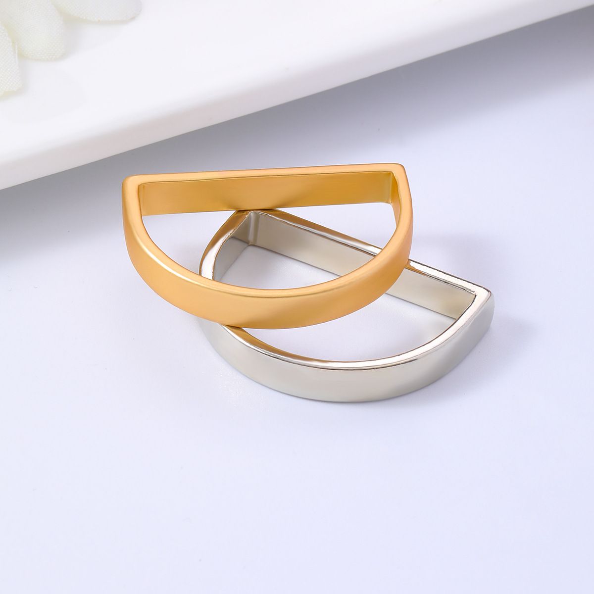 2pc Easter Napkin Rings, Semicircle Metal Gold Napkin Holder Buckles, Napkin view 5