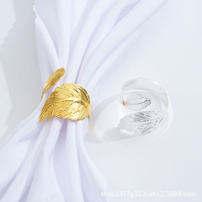 2pc Gold Leaf Napkin Rings Set of Leaves Napkin Rings for Table Setting view 2