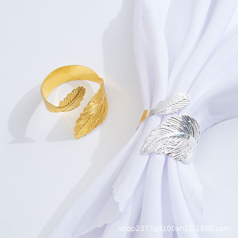 2pc Gold Leaf Napkin Rings Set of Leaves Napkin Rings for Table Setting view 4