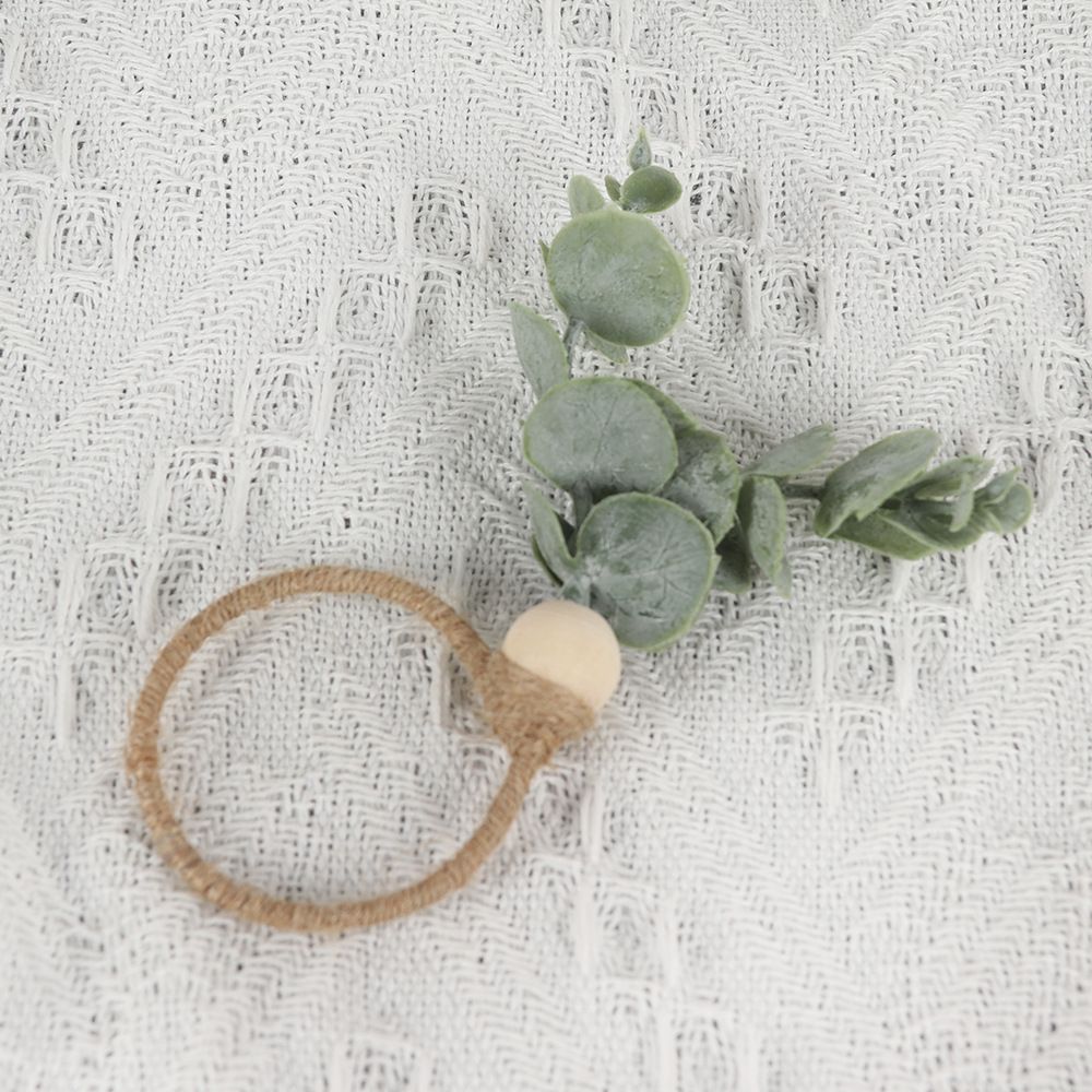 3pc Spring Napkin Rings, Wood Bead Farmhouse Napkin Rings for Weddings view 5