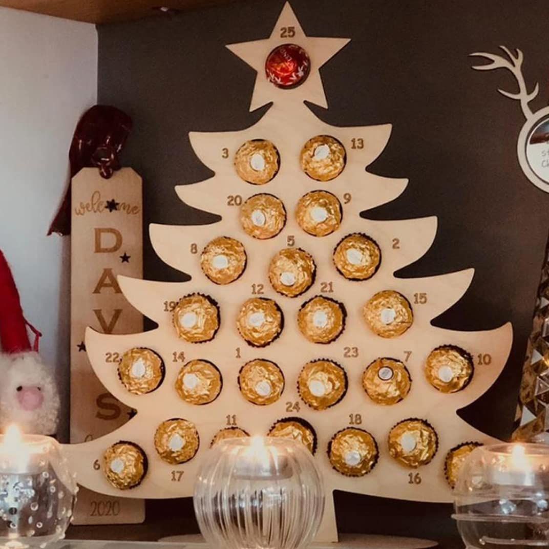 Calendar Christmas Party Chocolate Frame Decoration Wooden Advent Calendar view 5