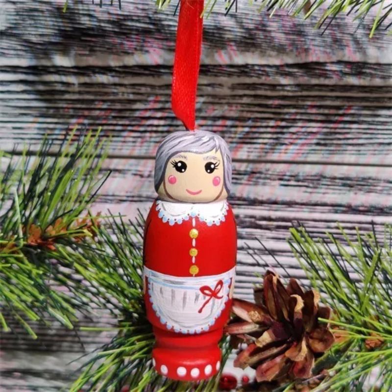 2pc Santa Claus Pendant,Christmas Decorations,Wooden Standing Christmas view 2