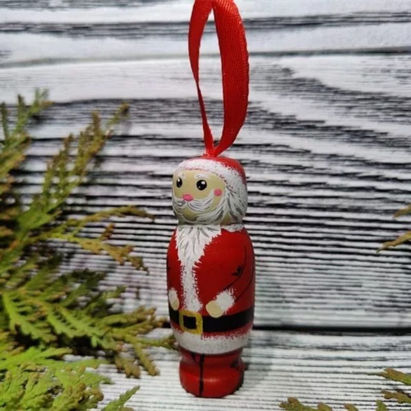 2pc Santa Claus Pendant,Christmas Decorations,Wooden Standing Christmas view 3
