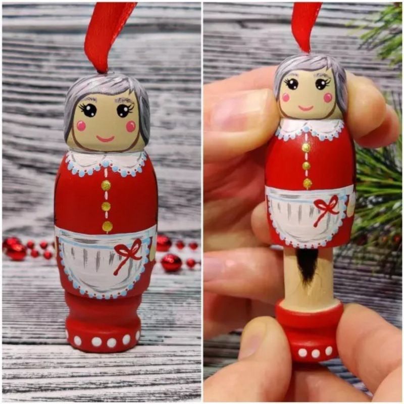 2pc Santa Claus Pendant,Christmas Decorations,Wooden Standing Christmas view 4