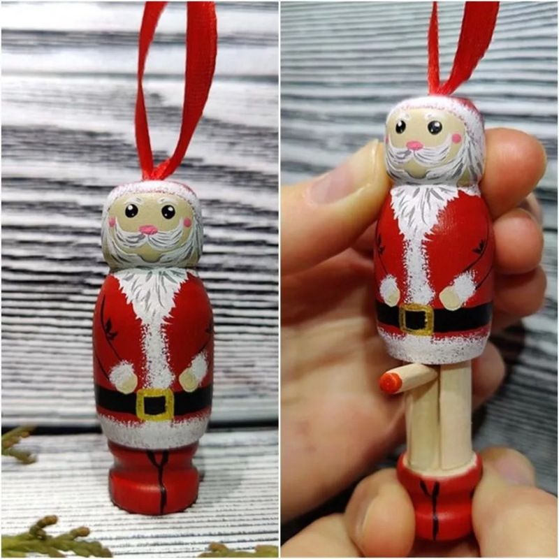 2pc Santa Claus Pendant,Christmas Decorations,Wooden Standing Christmas view 5