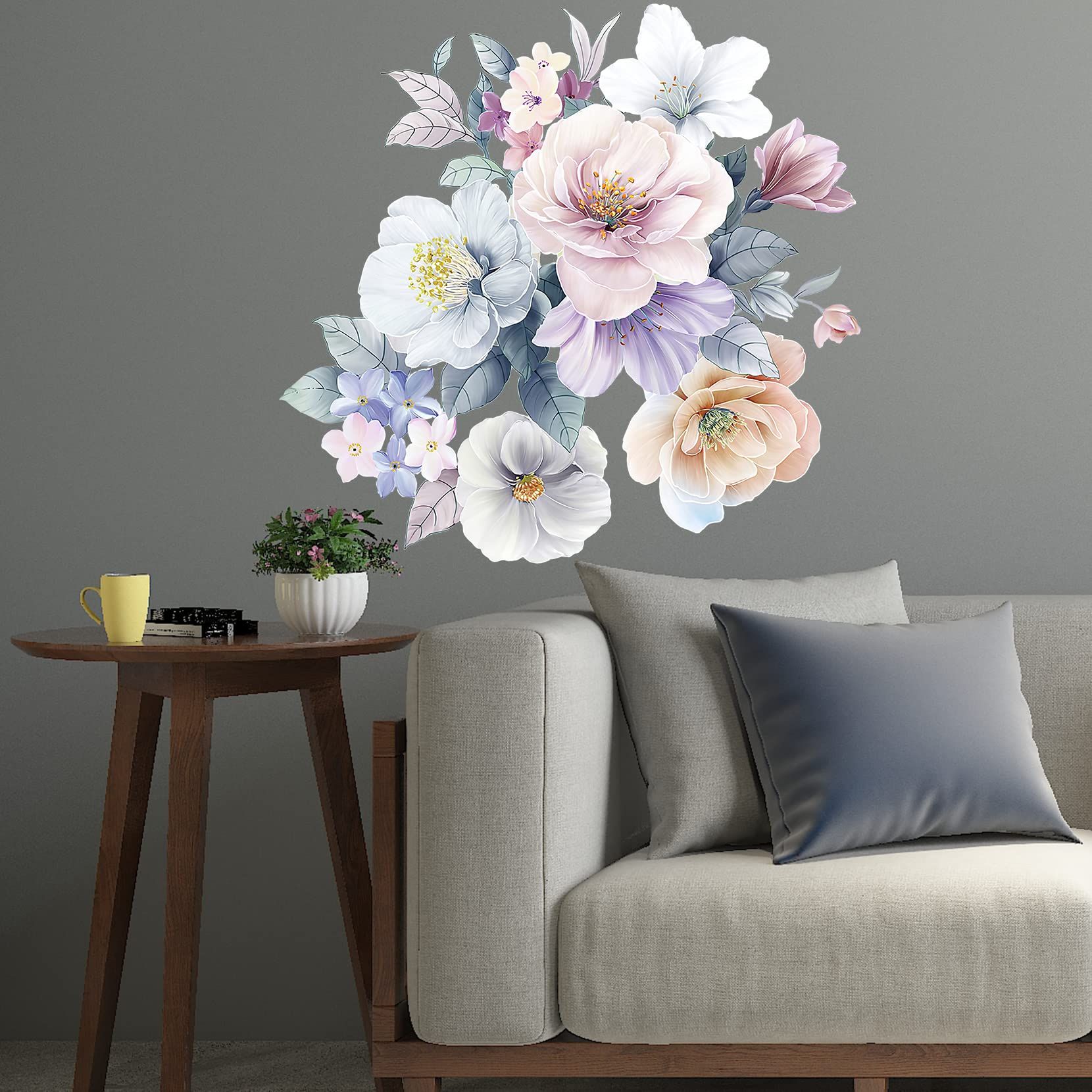 Peony Flower Wall Decals Peel and Stick view 2