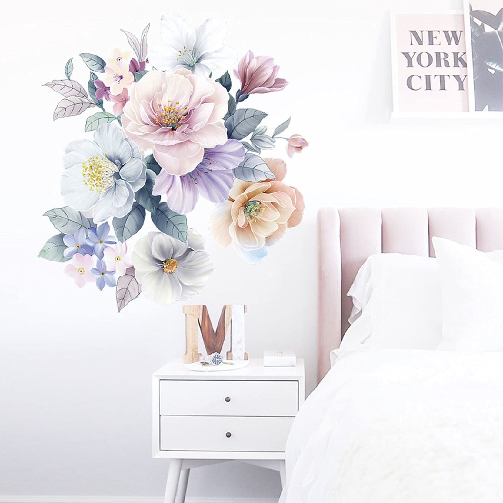 Peony Flower Wall Decals Peel and Stick view 3