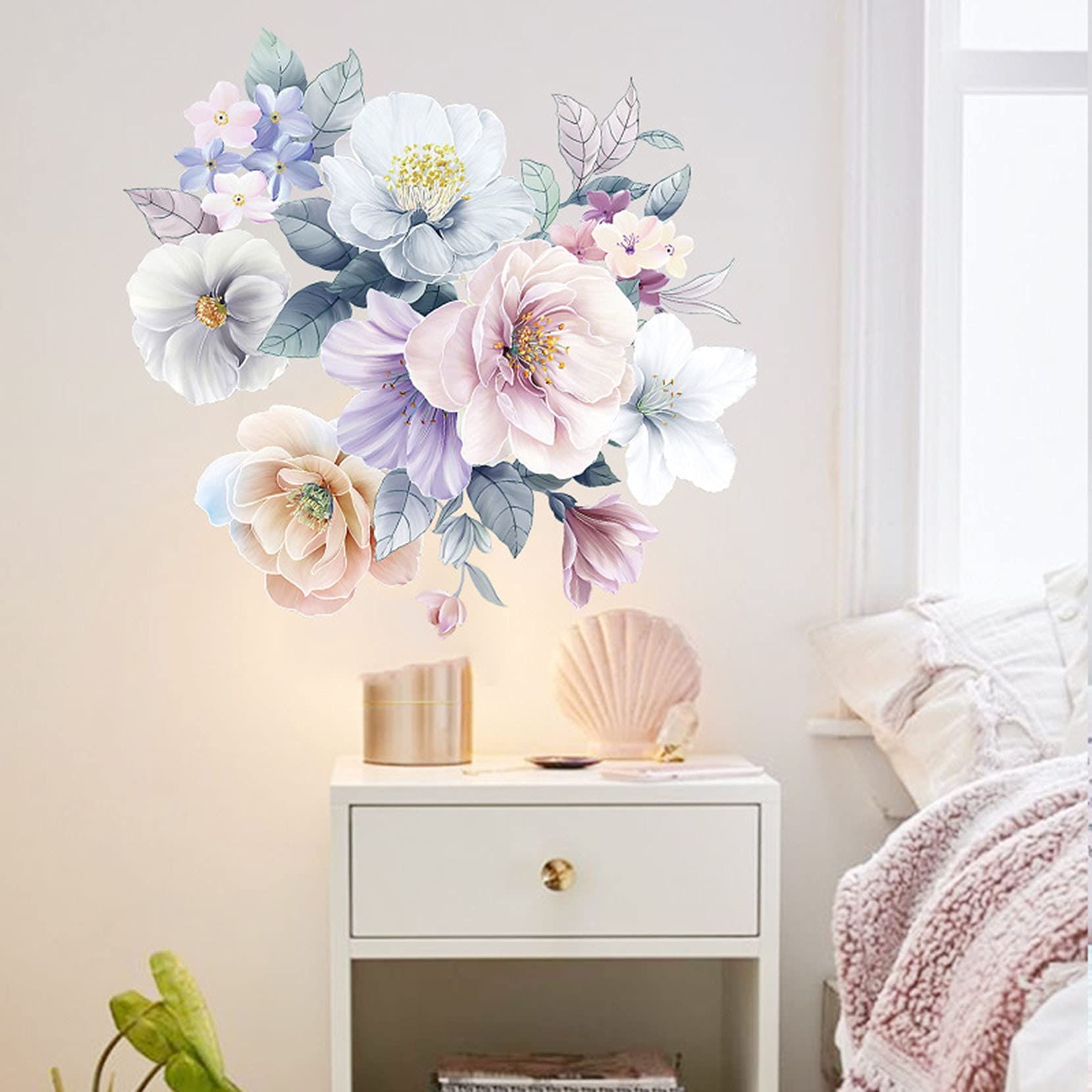 Peony Flower Wall Decals Peel and Stick view 4