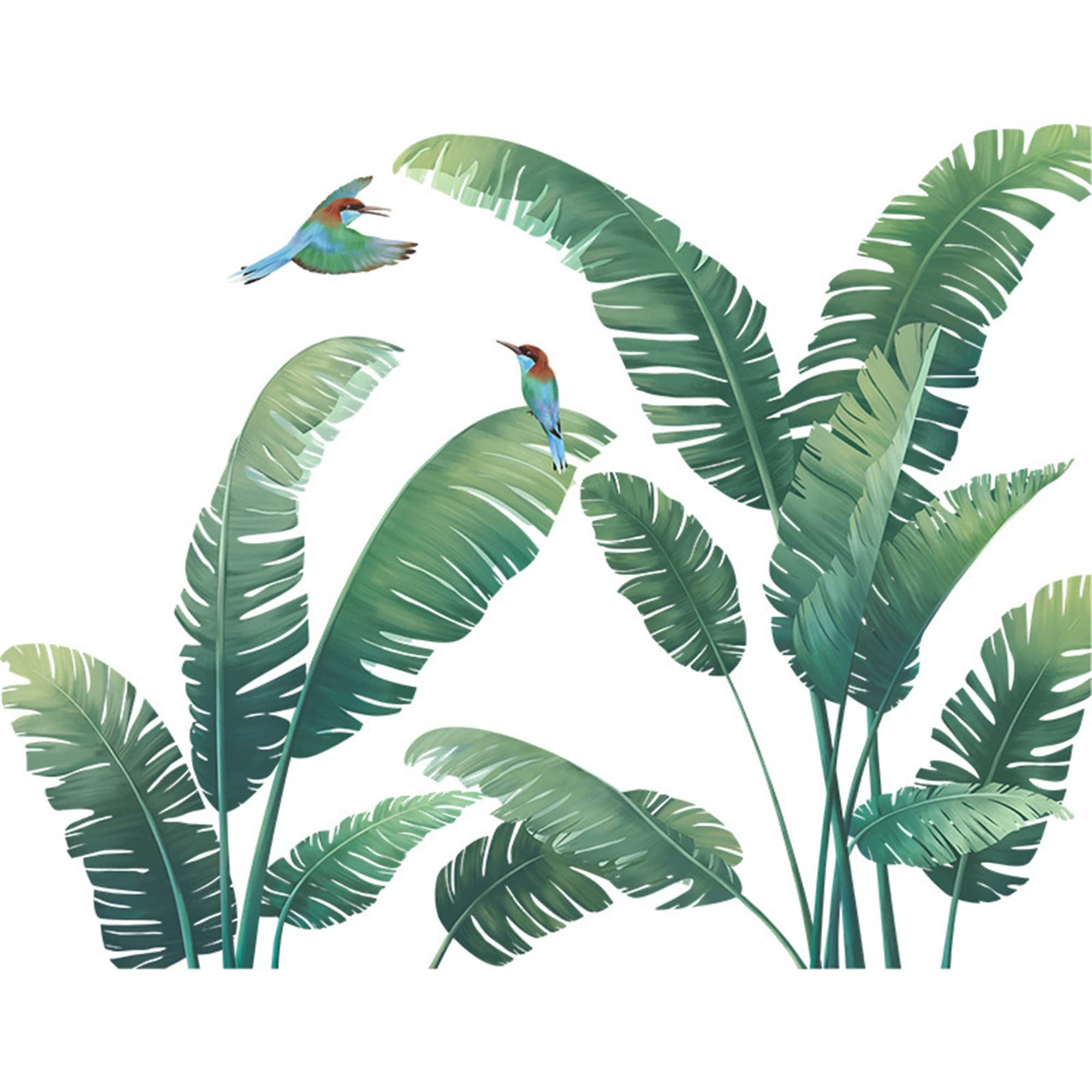 Leaf Wall Decals Plants Wall Stickers Tropical Monstera Green Leaves — image 1