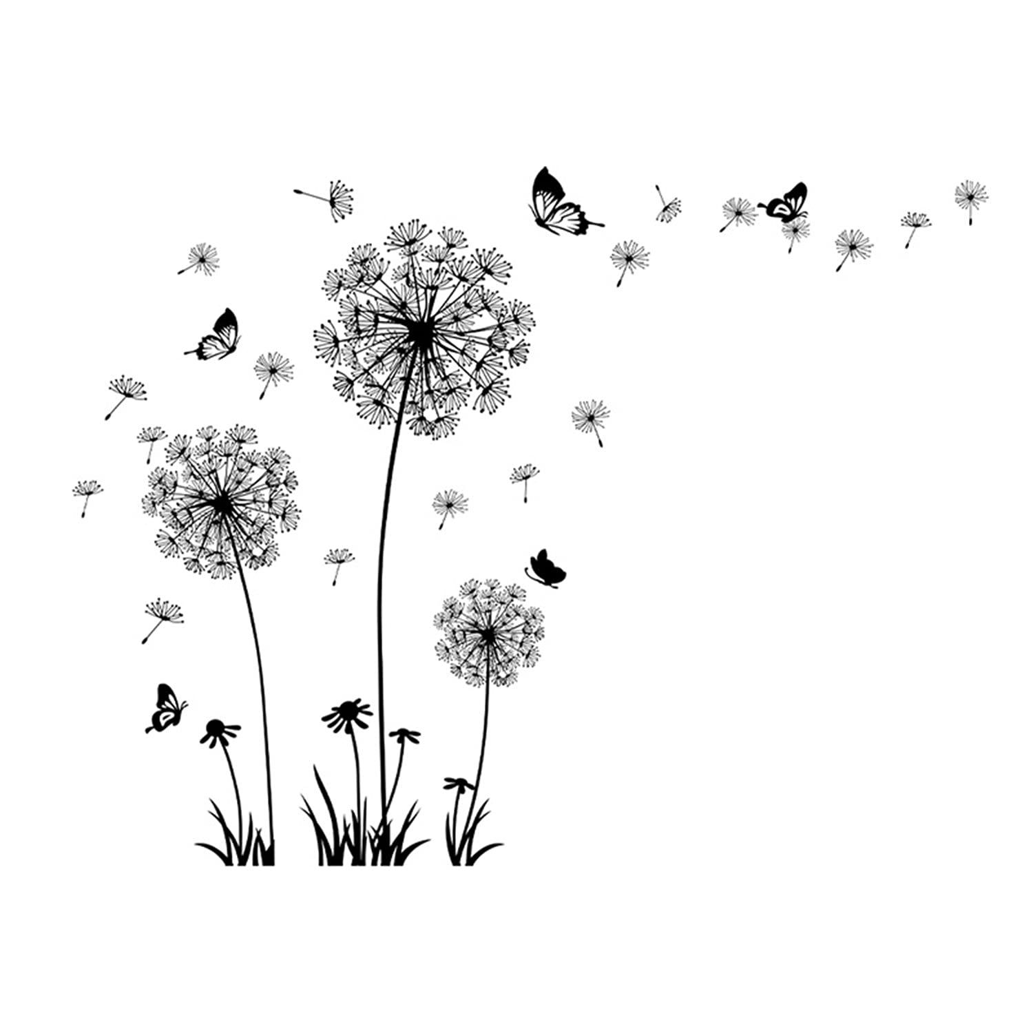Dandelion Wall Decals Flower Stickers Murals Butterflies Wall Decor for — image 1
